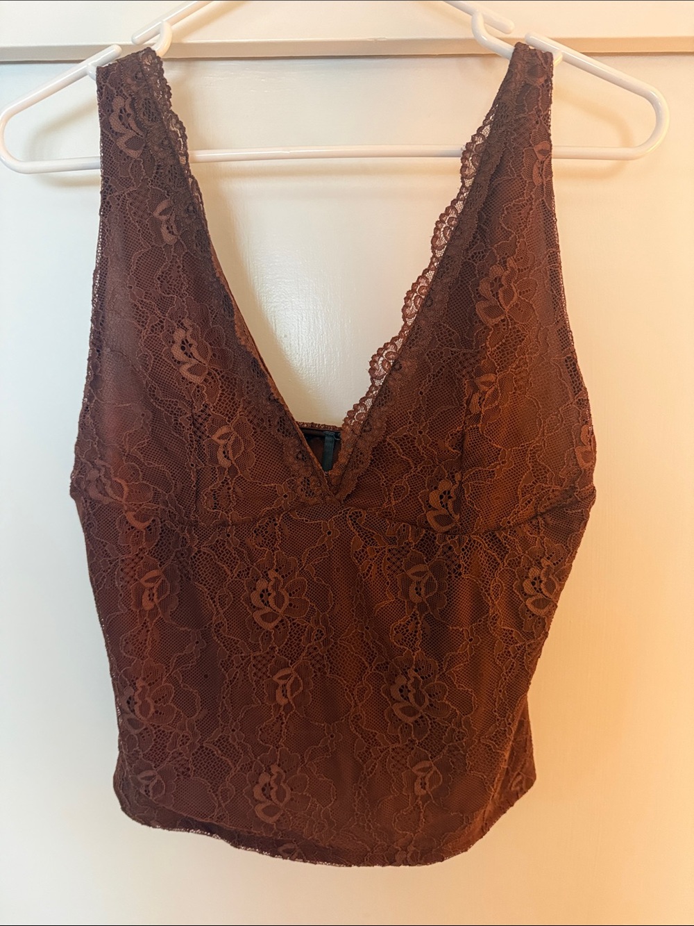 Anthropologie Brown Lace V-Neck Camisole